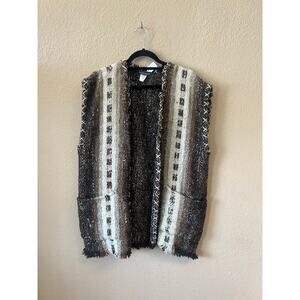Vintage 1970s J Peterman Company wool tribal poncho vest size L
